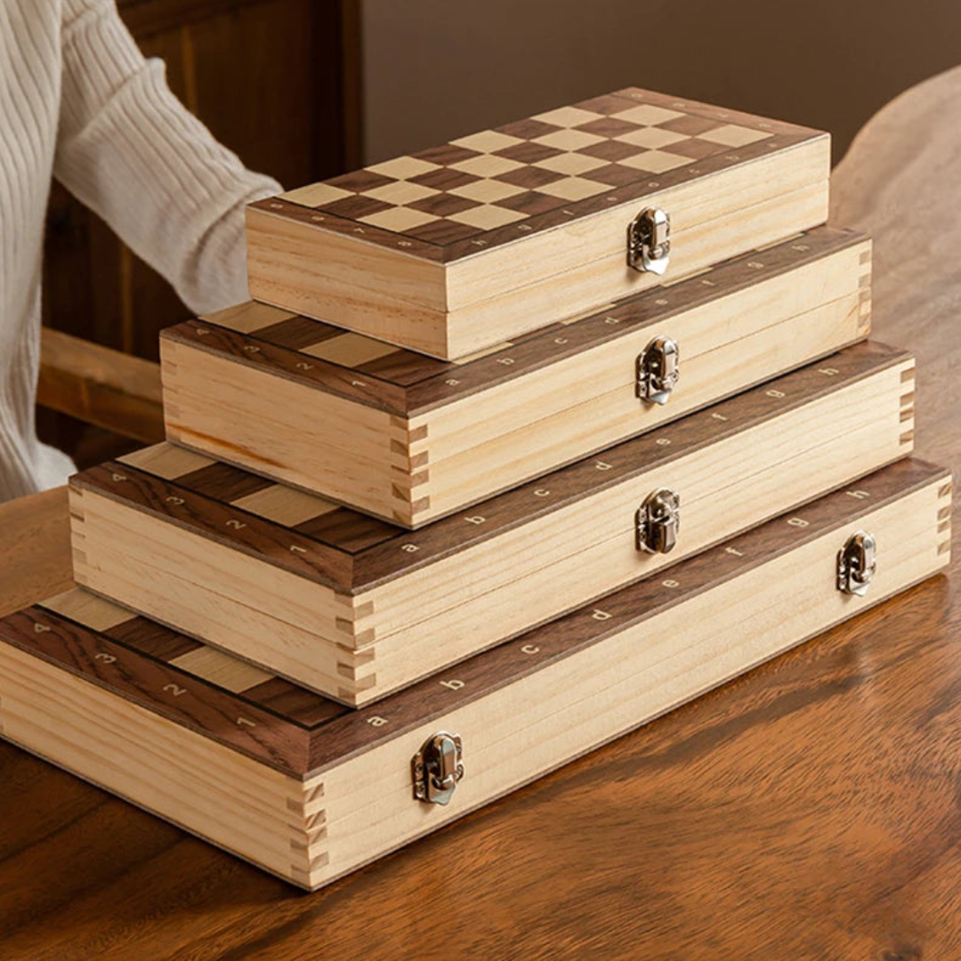 Juego de Ajedrez Magnético Plegable de Madera