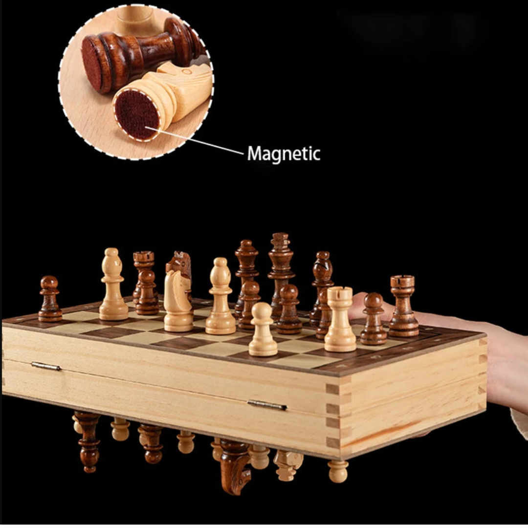 Juego de Ajedrez Magnético Plegable de Madera